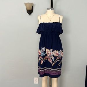 YUMI KIM Ruffle Boarder Print Hem Silk Dress - Size Large